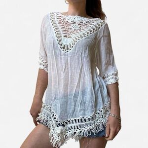 Venus White crochet boho top